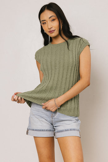 Ribbed Tank in Olive