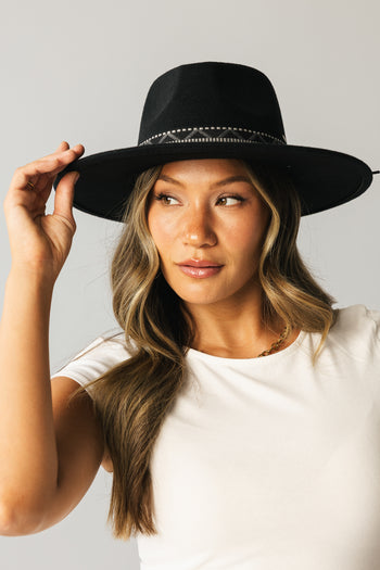 Geometric Felt Hat in Black