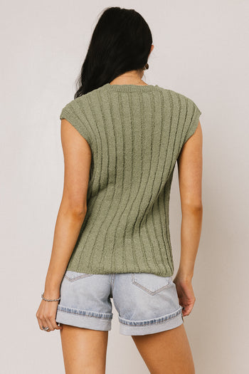 Ribbed Tank in Olive
