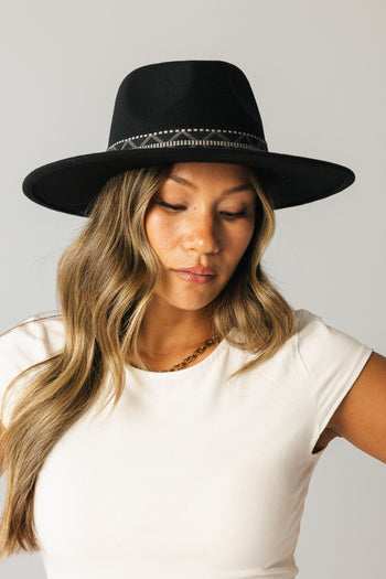 Geometric Felt Hat in Black