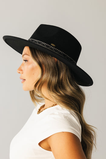 Geometric Felt Hat in Black