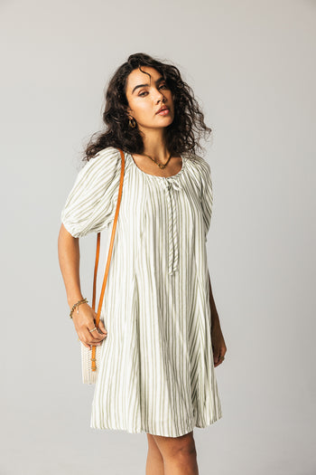 striped dress with tie detail