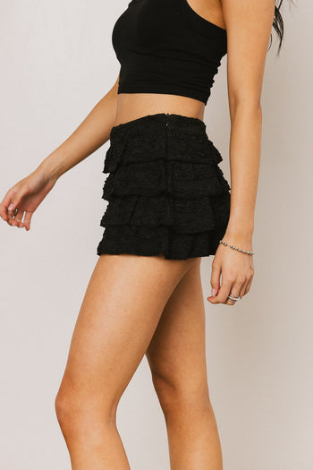 Monica Ruffle Micro Skort in Black - FINAL SALE