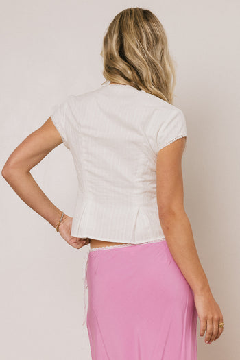 Rumi Button Front Blouse in White