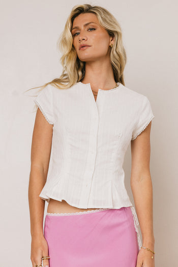 Rumi Button Front Blouse in White