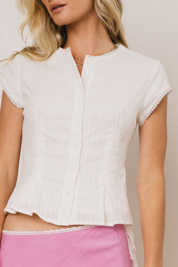 Rumi Button Front Blouse in White