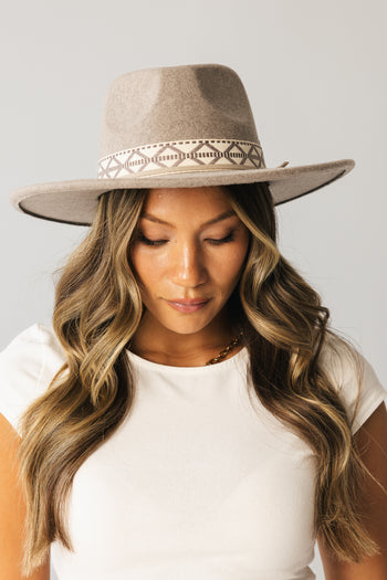 Geometric Felt Hat in Taupe