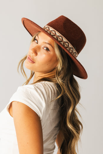 Geometric Felt Hat in Rust