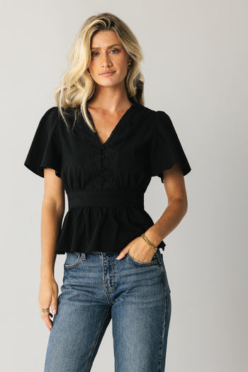  Embroidered Blouse in Black