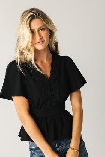 short sleeve blouse in black 
