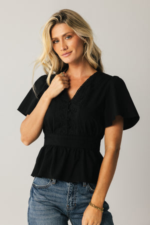 Neo Embroidered Blouse in Black - FINAL SALE