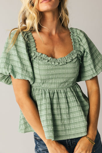 SAGE GREEN PEPLUM TOP