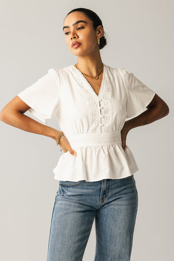 Embroidered Blouse in Ivory