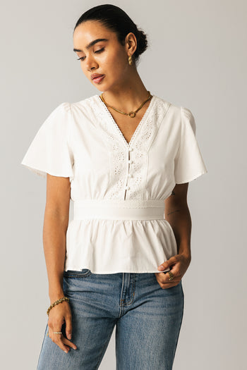 Embroidered Blouse in Ivory