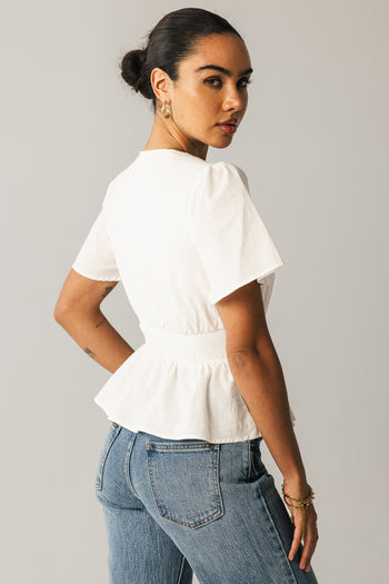 short sleeve top in ivory 
