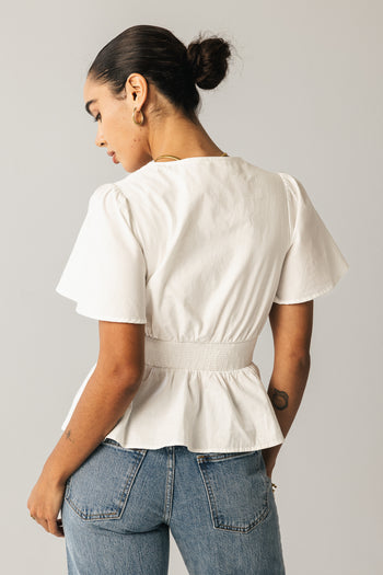 short sleeve blouse in ivory