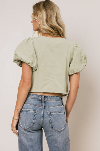 Sylas Embroidered Blouse in Sage - FINAL SALE