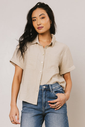 Nash Button Up in Taupe - FINAL SALE