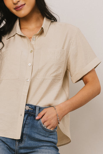 Nash Button Up in Taupe - FINAL SALE