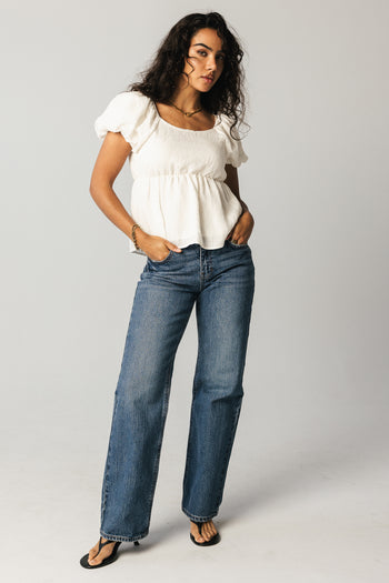 Kevin Peplum Blouse in White - FINAL SALE