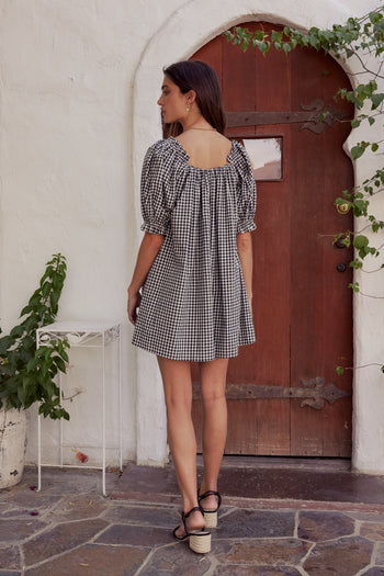 Cody Gingham Mini Dress in Black