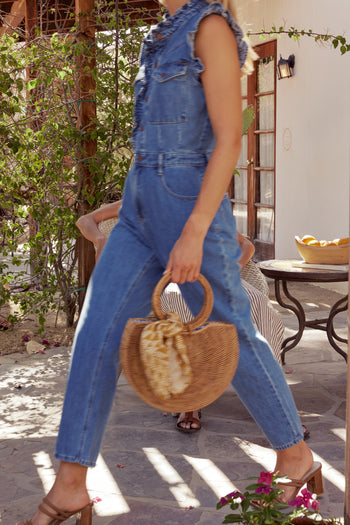MEDIUM WASH DENIM JUMPSUIT