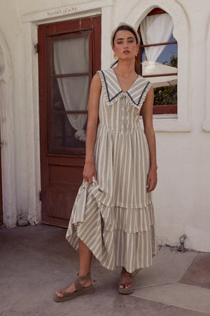 Miya Collared Midi Dress in Natural - FINAL SALE Miya Collared Midi Dress in Natural - FINAL SALE