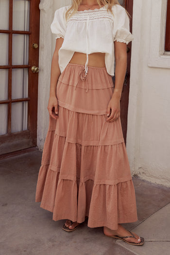 Rain Striped Maxi Skirt in Rust - FINAL SALE