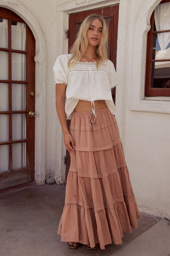 Rain Striped Maxi Skirt in Rust - FINAL SALE