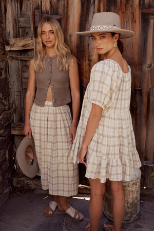 Dasha Textured Mini Dress in Terracotta