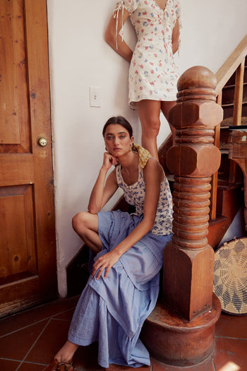 Rain Striped Maxi Skirt in Blue - FINAL SALE