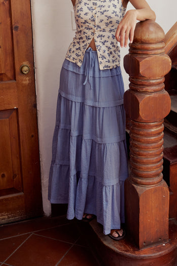 Rain Striped Maxi Skirt in Blue - FINAL SALE