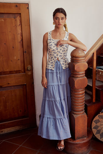 Rain Striped Maxi Skirt in Blue - FINAL SALE