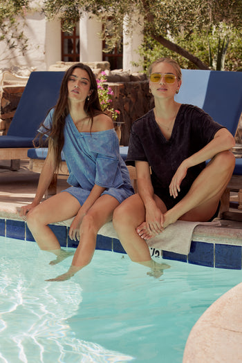 Lynn Relaxed Romper in Blue - FINAL SALE