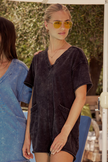 Lynn Relaxed Romper in Black - FINAL SALE