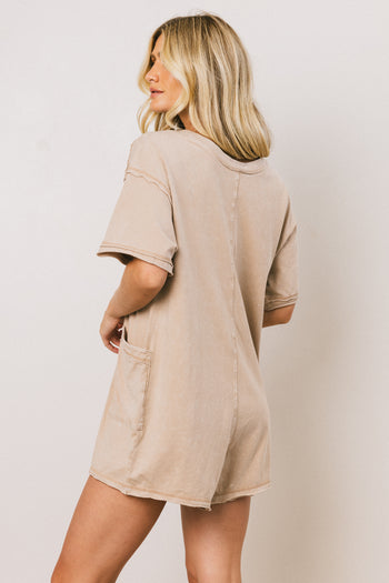 Lynn Relaxed Romper in Taupe - FINAL SALE
