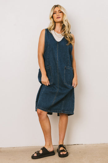Camry Overall Dress in Dark Wash - FINAL SALE