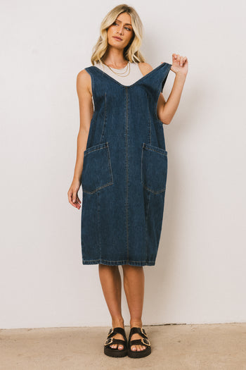 Camry Overall Dress in Dark Wash - FINAL SALE