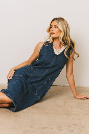 Camry Overall Dress in Dark Wash - FINAL SALE