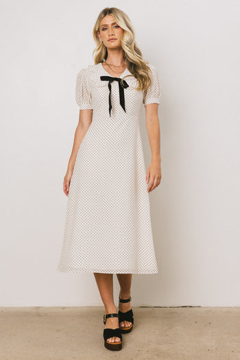 POLKA DOT DRESS WITH TIE