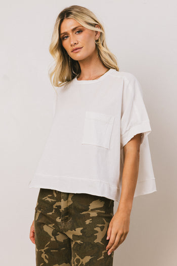 Ria Boxy Tee in White - FINAL SALE