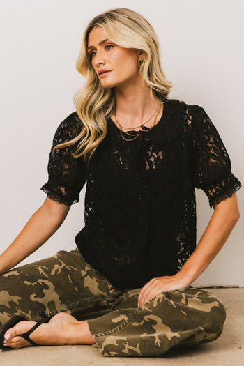 Mari Lace Blouse in Black - FINAL SALE