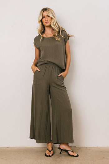 GREEN WIDE LEG PANTS