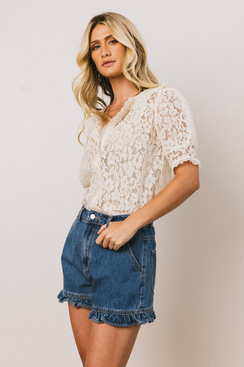 Mari Lace Blouse in Cream - FINAL SALE