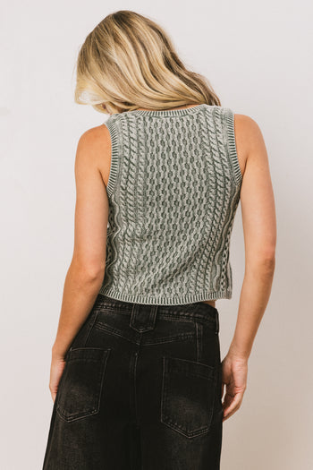 Brayden Cable Knit Sweater in Green - FINAL SALE