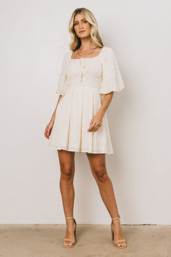 LINED WHITE MINI DRESS