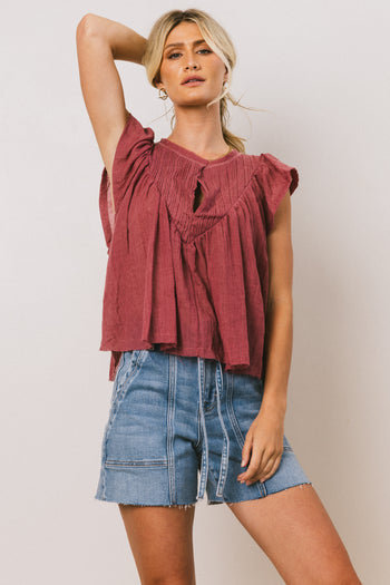 Leia Blouse in Berry - FINAL SALE