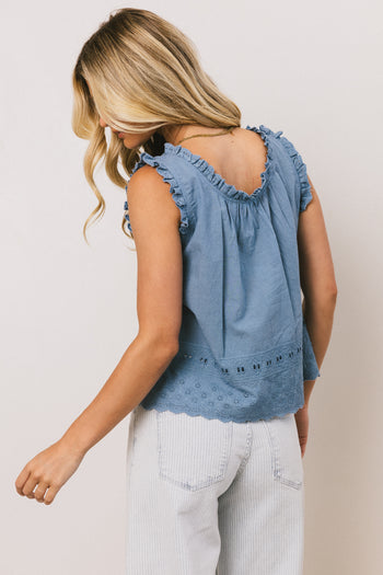 Embroidered Blouse in Denim