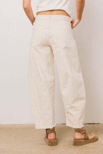 NEUTRAL STRIPED BARREL PANTS