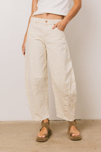 STRIPED BARREL JEANS